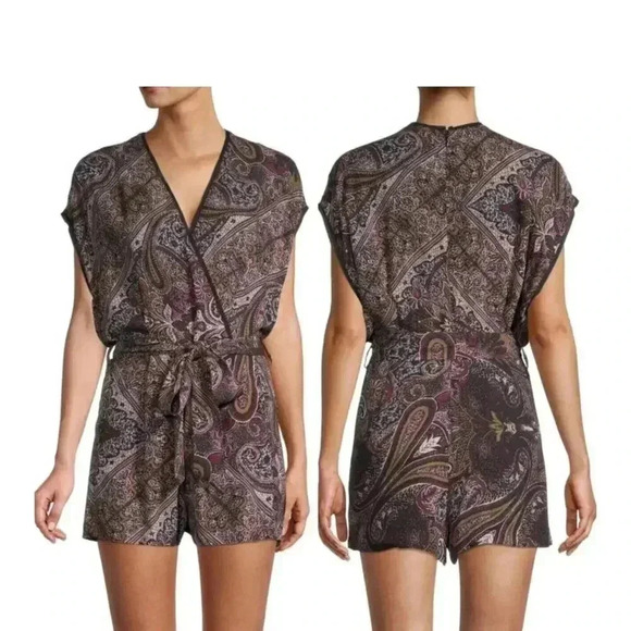 ALL SAINTS Reid Scarf Paisley Print Blouson Playsuit Romper Size US 0 - Picture 1 of 8